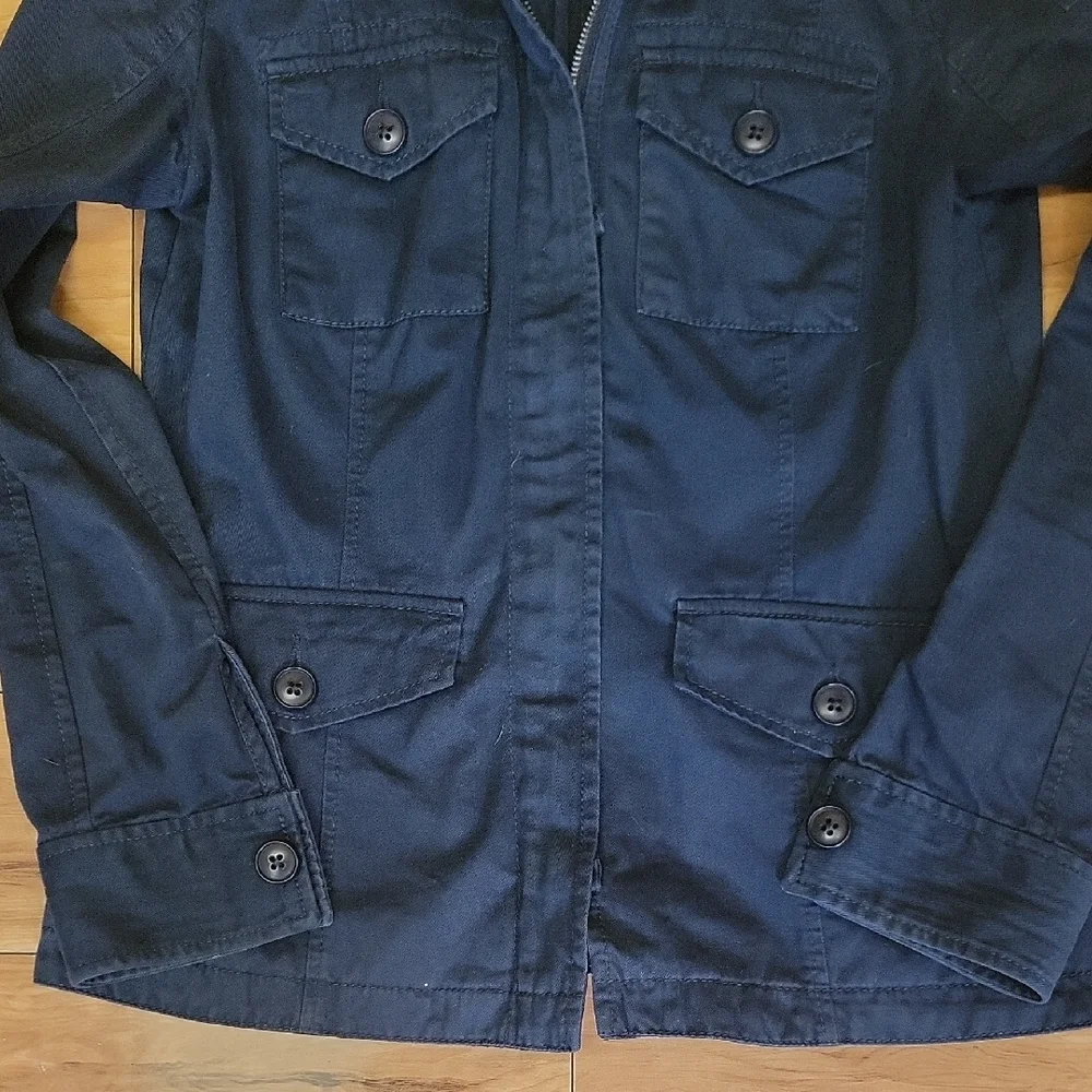 Abercrombie & Fitch Size SMALL Navy Cotton Cinch Waist Utility Jacket